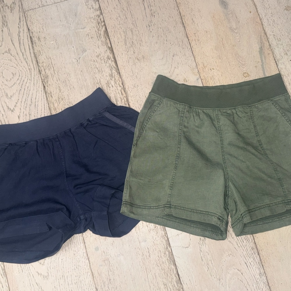 Faherity Cuffed Arlie Day linen tencel Shorts (lot bundle of 2) XS blue green - Picture 3 of 16